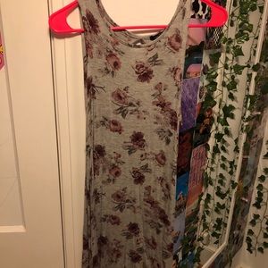 flowy gray dress with flowers